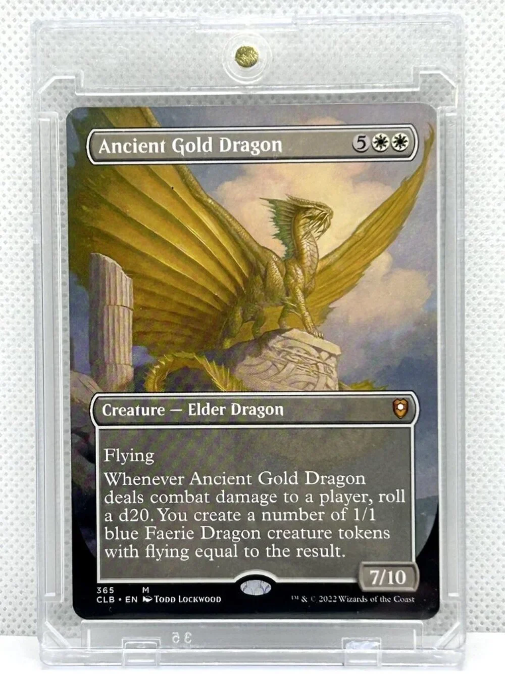 Ancient Gold Dragon Mythic Commander Legends Variants Borderless IN MAG CASE